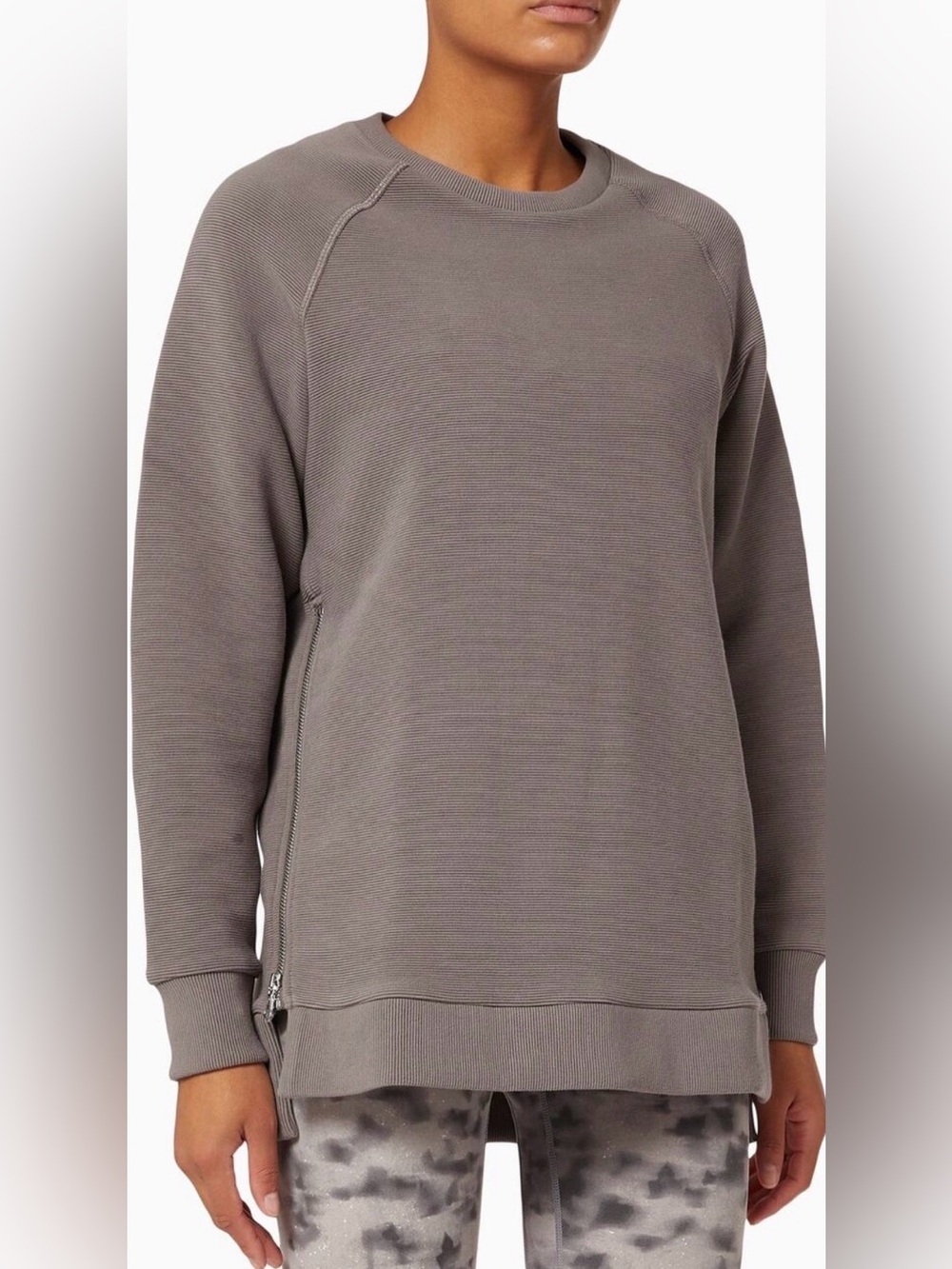 Varley Manning Sweatshirt Ribbed Taupe Zippers Taupe Brown Size Small EUC
